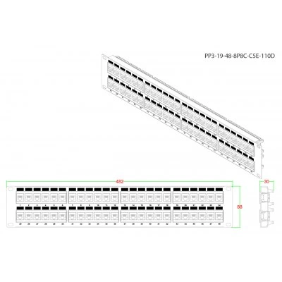 Патч-панель Hyperline PP3-19-48-8P8C-C5E-110D Патч-панель Hyperline PP3-19-48-8P8C-C5E-110D